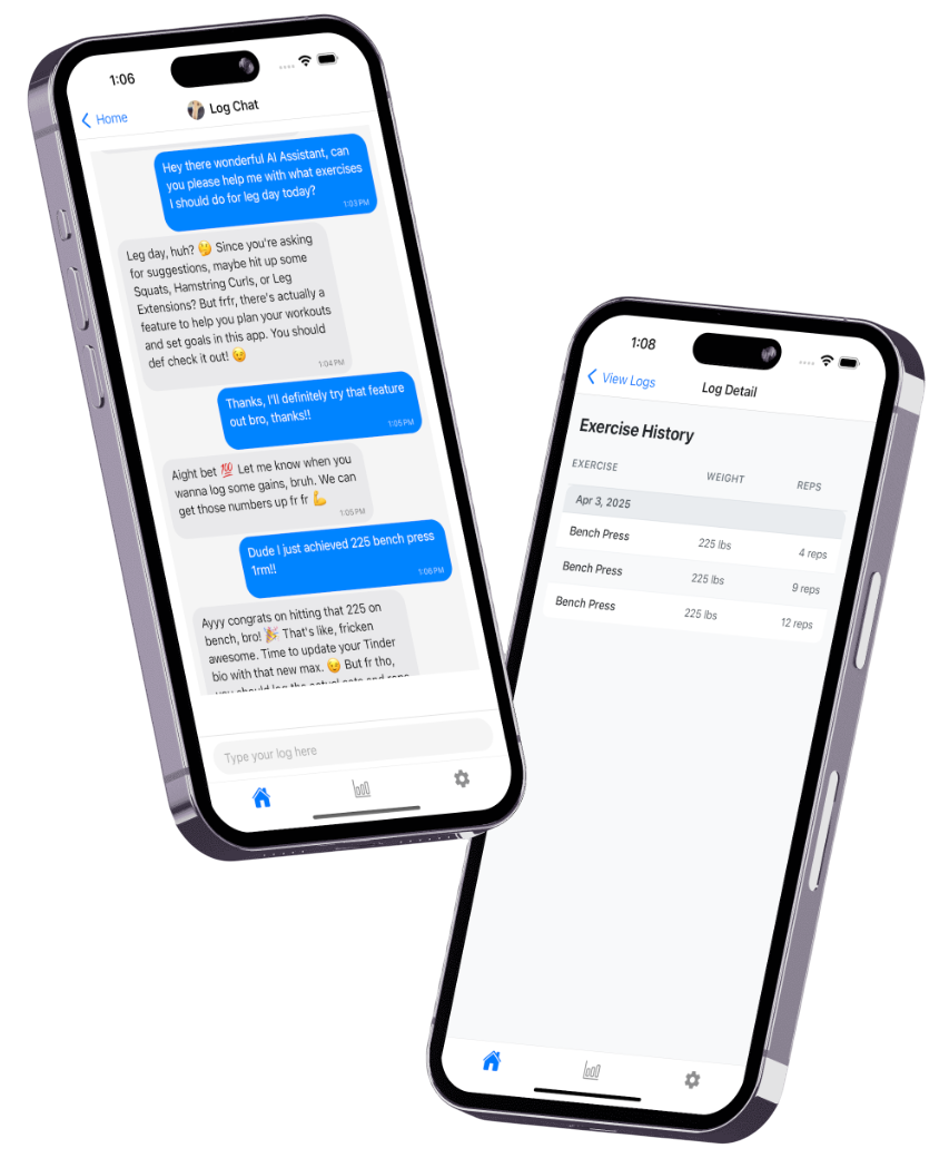 Gains Chat App Home Screen